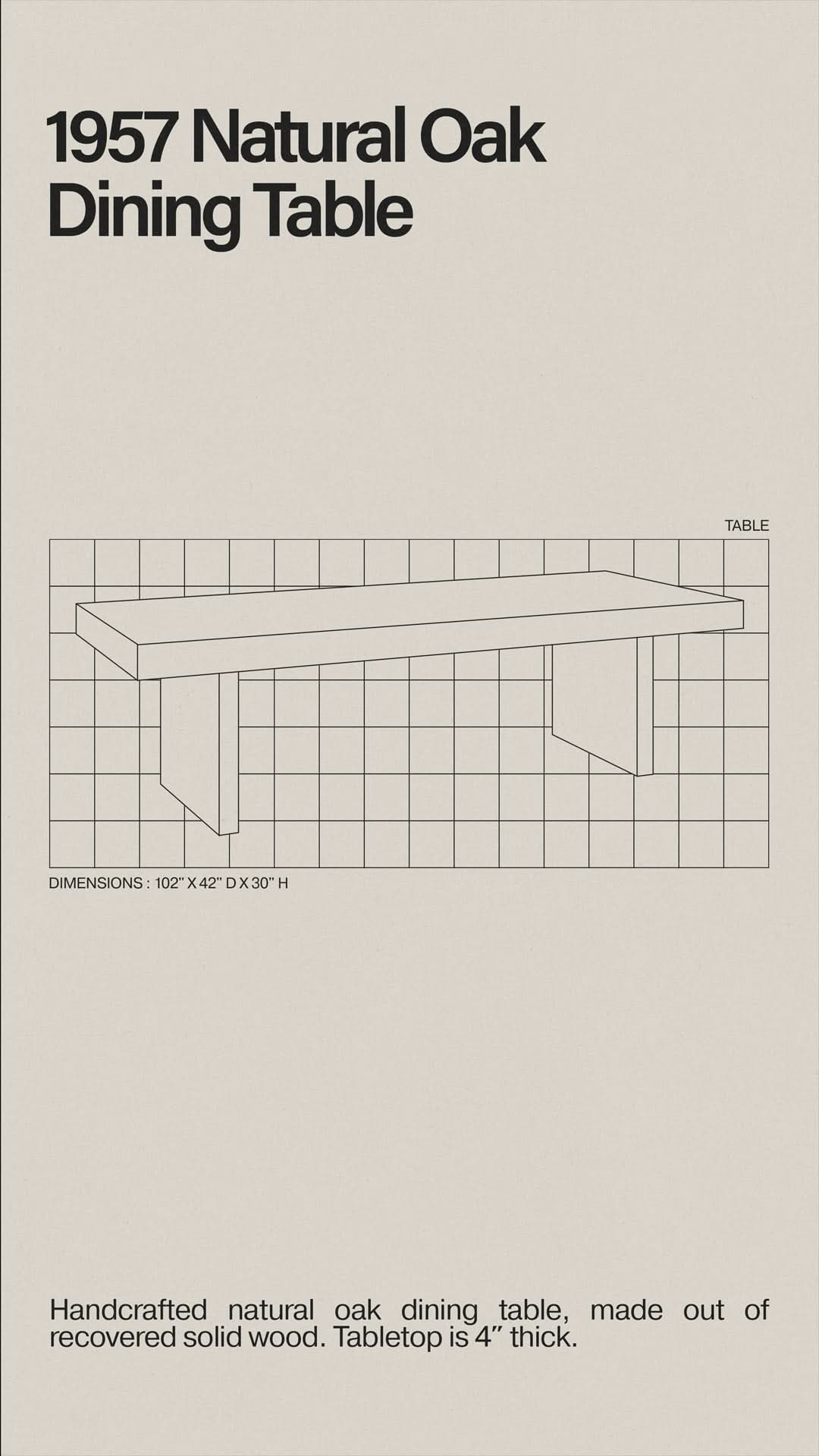 1957 Natural Oak Dining Table - Cultheir