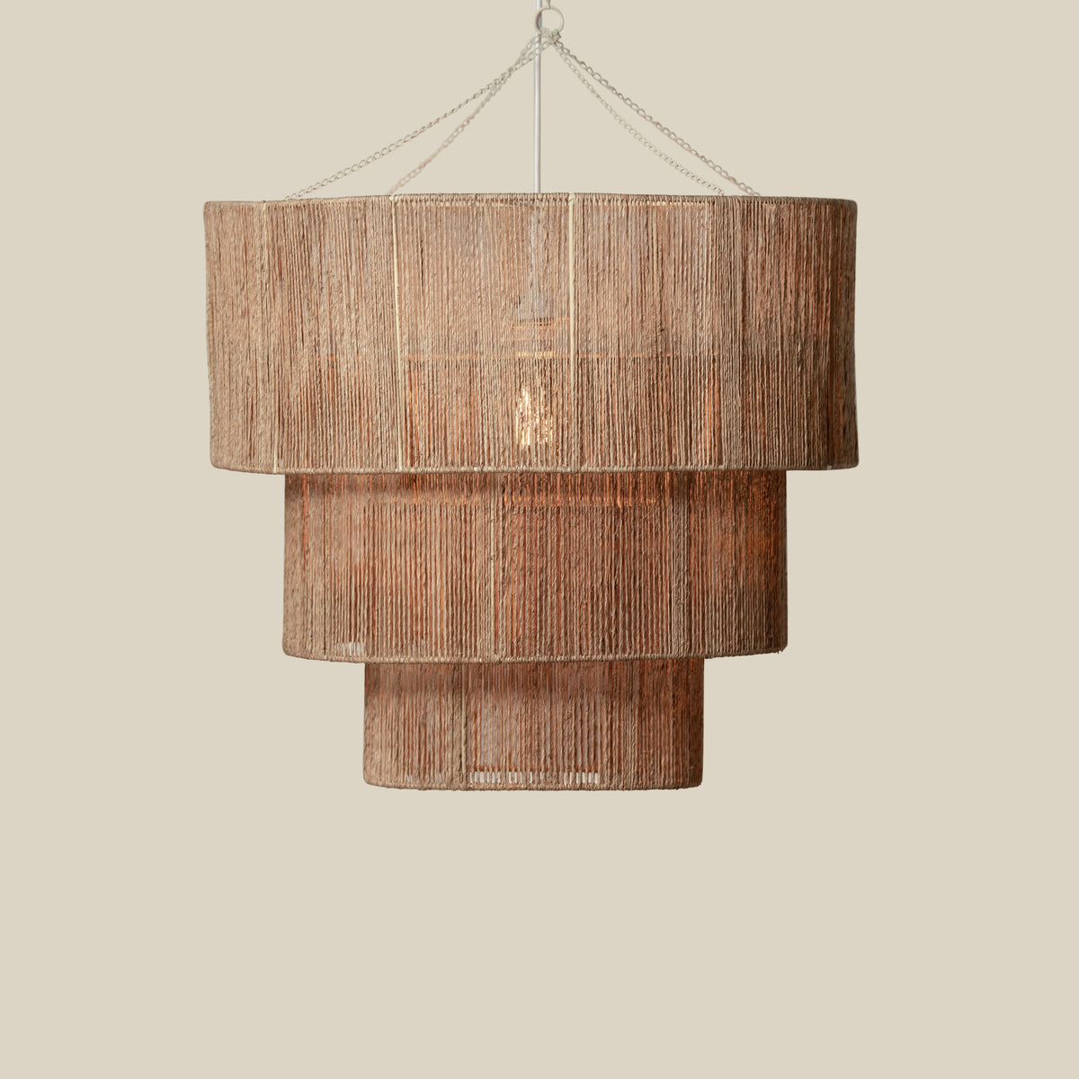 3 Tier Jute Chandelier alternate view - jute texture and finish