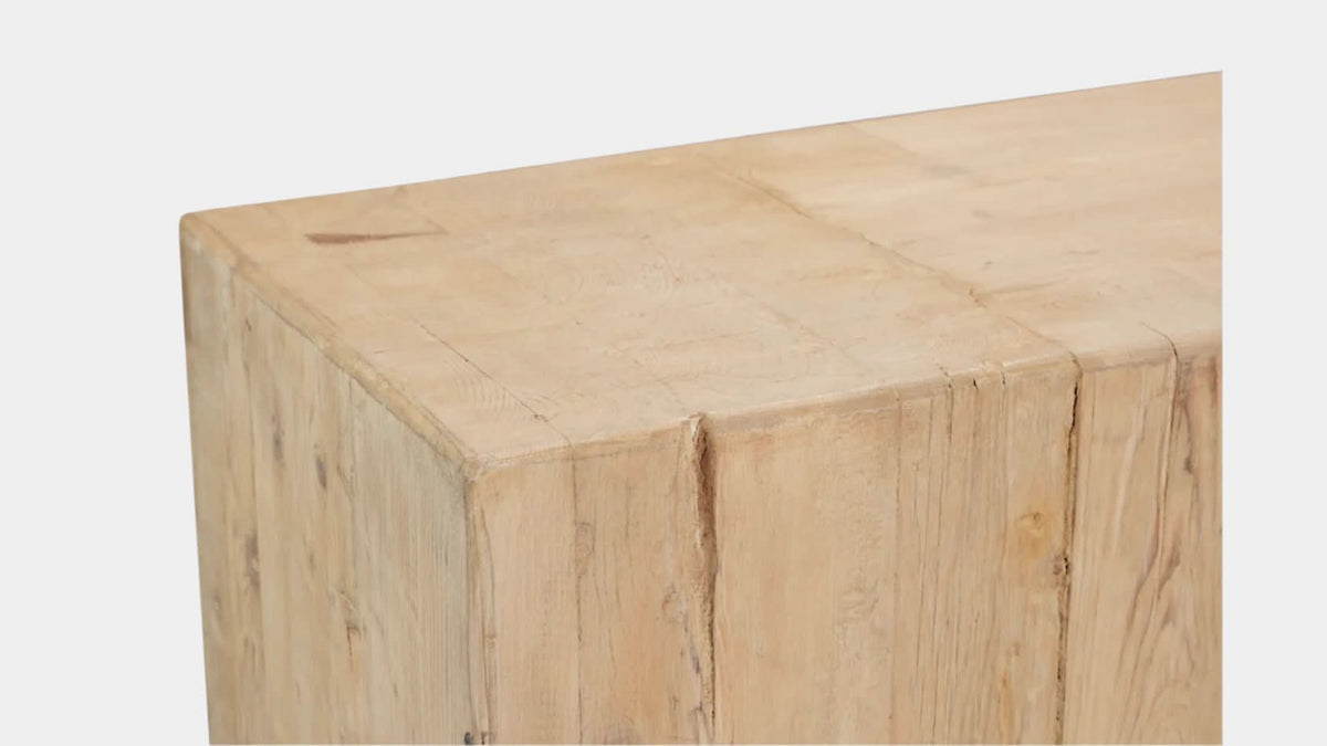 Mesa consola con vigas de olmo recuperadas