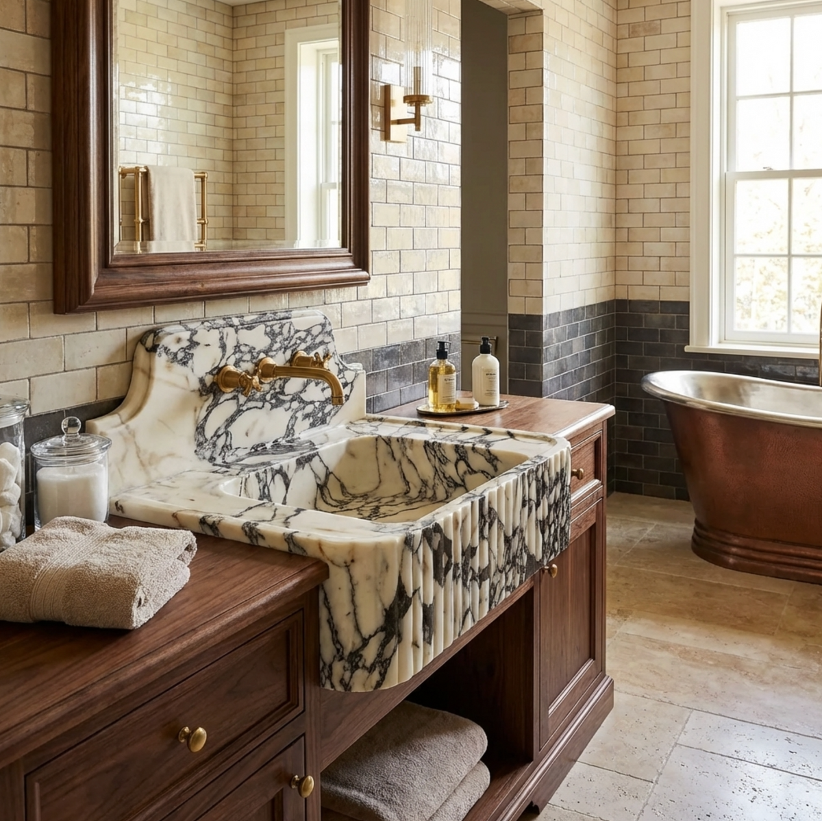 Calacatta Viola Marble Sink alternate view - Calacatta marble texture and finish