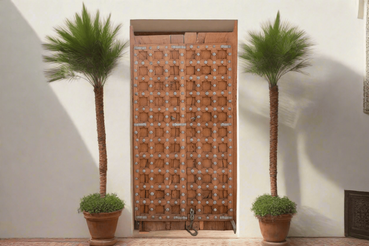 Early 19th Moorish Star Teak Door - Cultheir