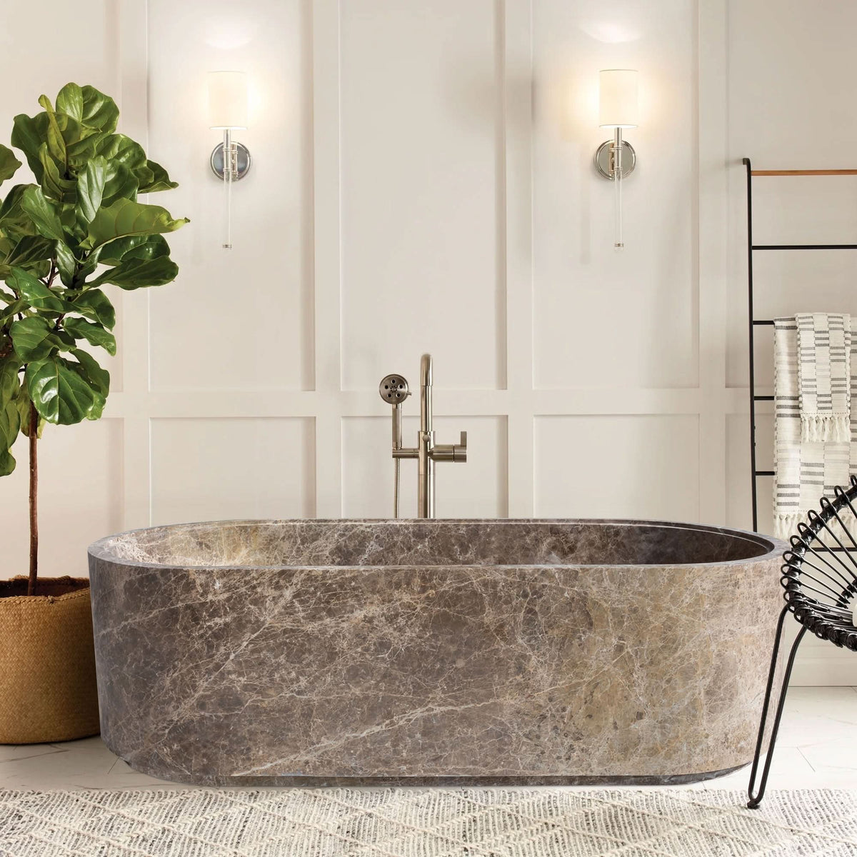 Emperador Light Marble Bathtub - Cultheir