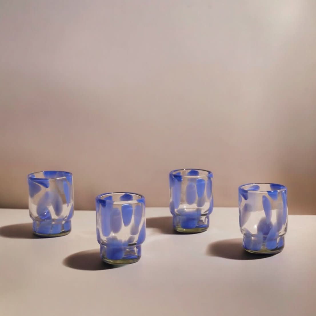 Marta Stackable Glass Blue & Clear (Set of 4) - Cultheir