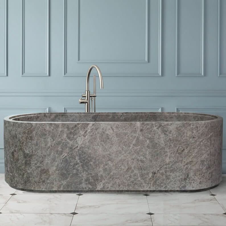 Tundra Gray Marble Bathtub - Cultheir